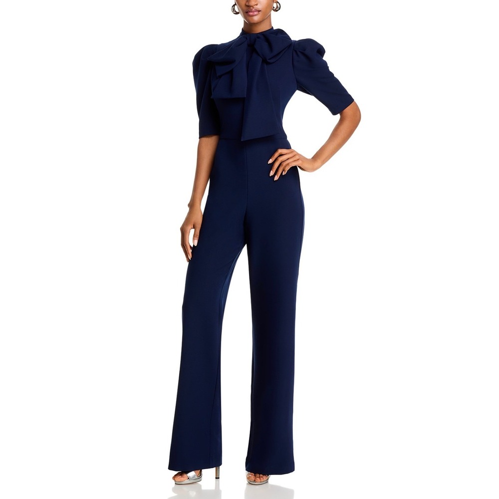 NWT Black Halo Ara Bow Jumpsuit Navy Size 10 $525
